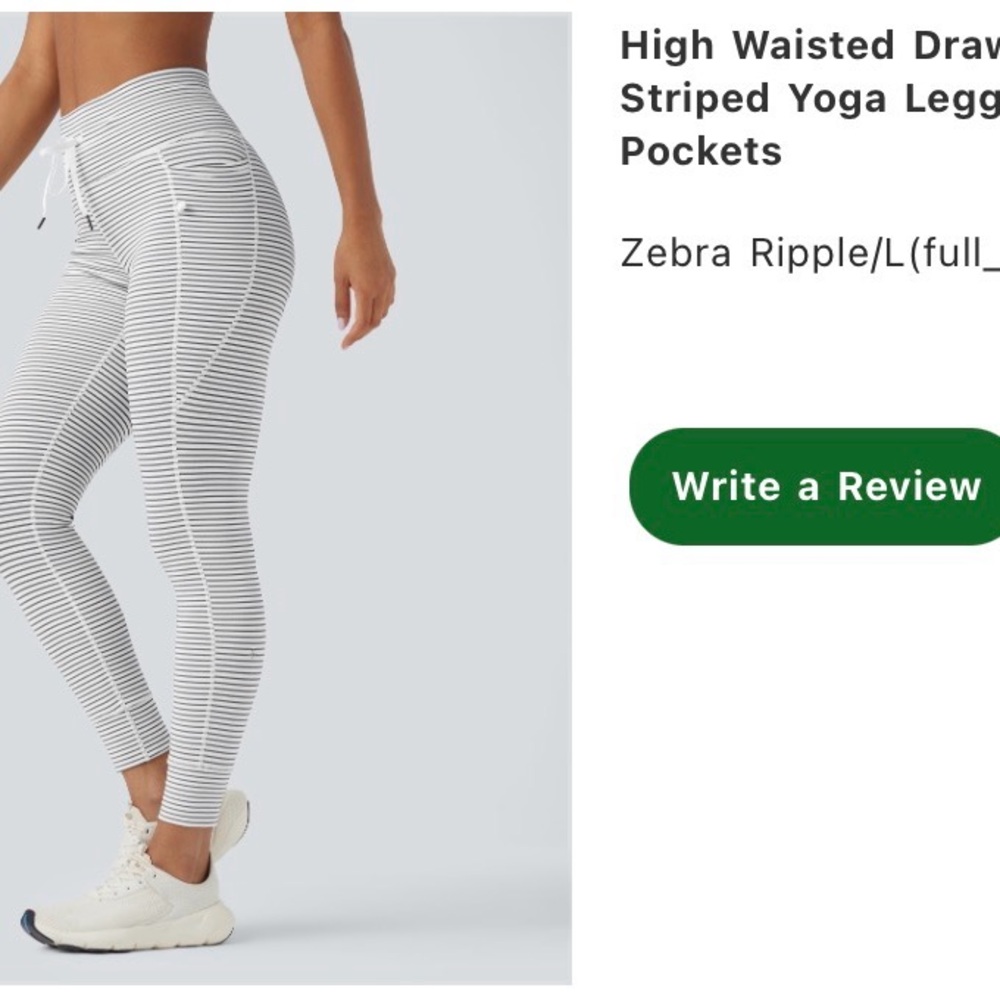 HALARA High-Waisted Striped Leggings with Drawstring